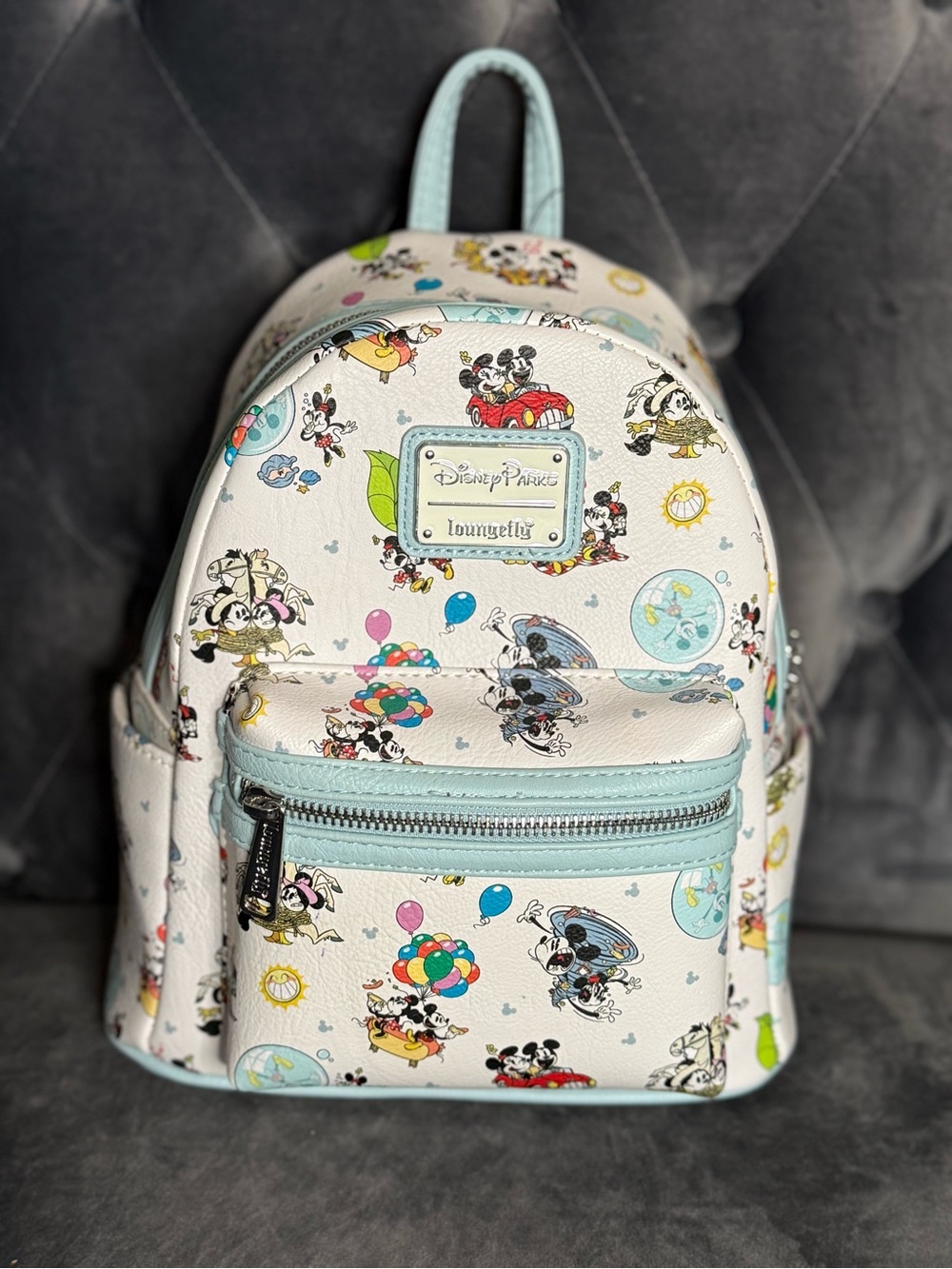 Loungefly Disney Parks Exclusive Mickey & Minnie Runaway Railroad mini Backpack